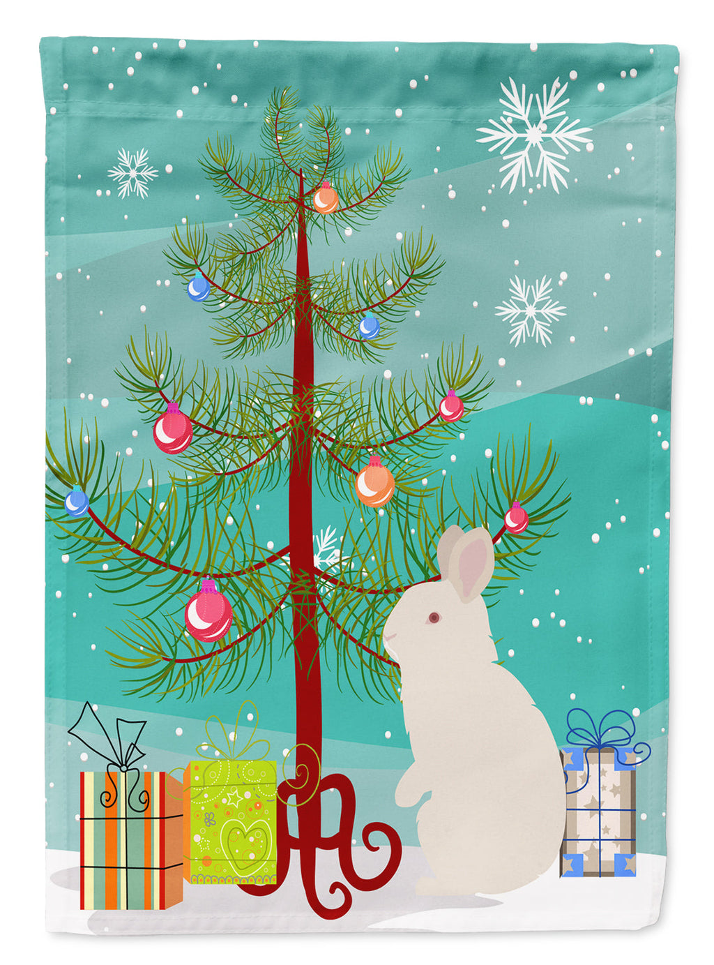 New Zealand White Rabbit Christmas Garden Flag Mailbox Decorative Yard Banner Outside Patio Artwork for Flower Beds, Garden Size, Multicolor