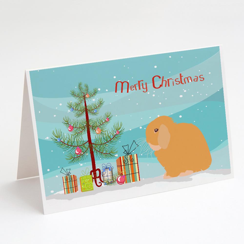 Holland Lop Rabbit Christmas Greeting Cards Pack of 8 Blank Cards with Envelopes Whimsical A7 Size 5x7