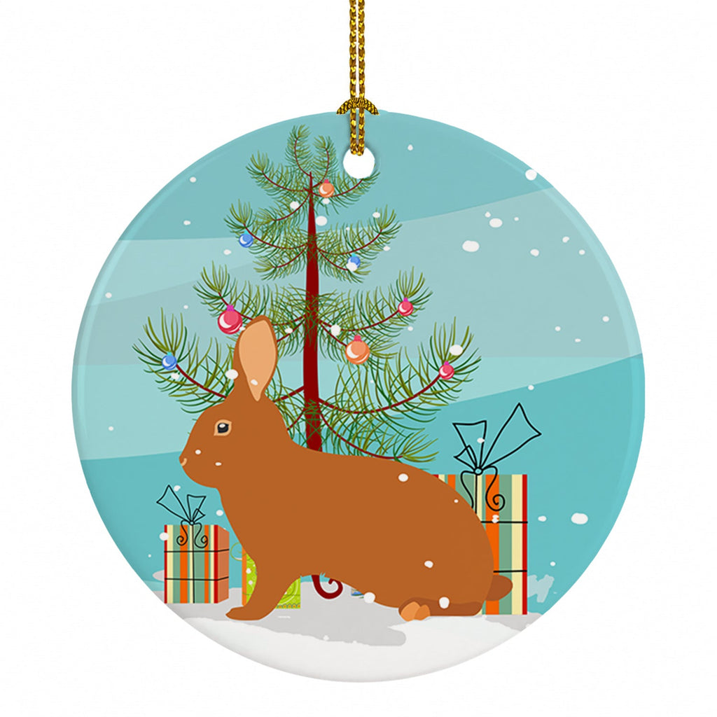 Rex Rabbit Christmas Ceramic Ornament Christmas Tree Hanging Decorations for Home Christmas Holiday, Party, Gift, 3 in, Multicolor