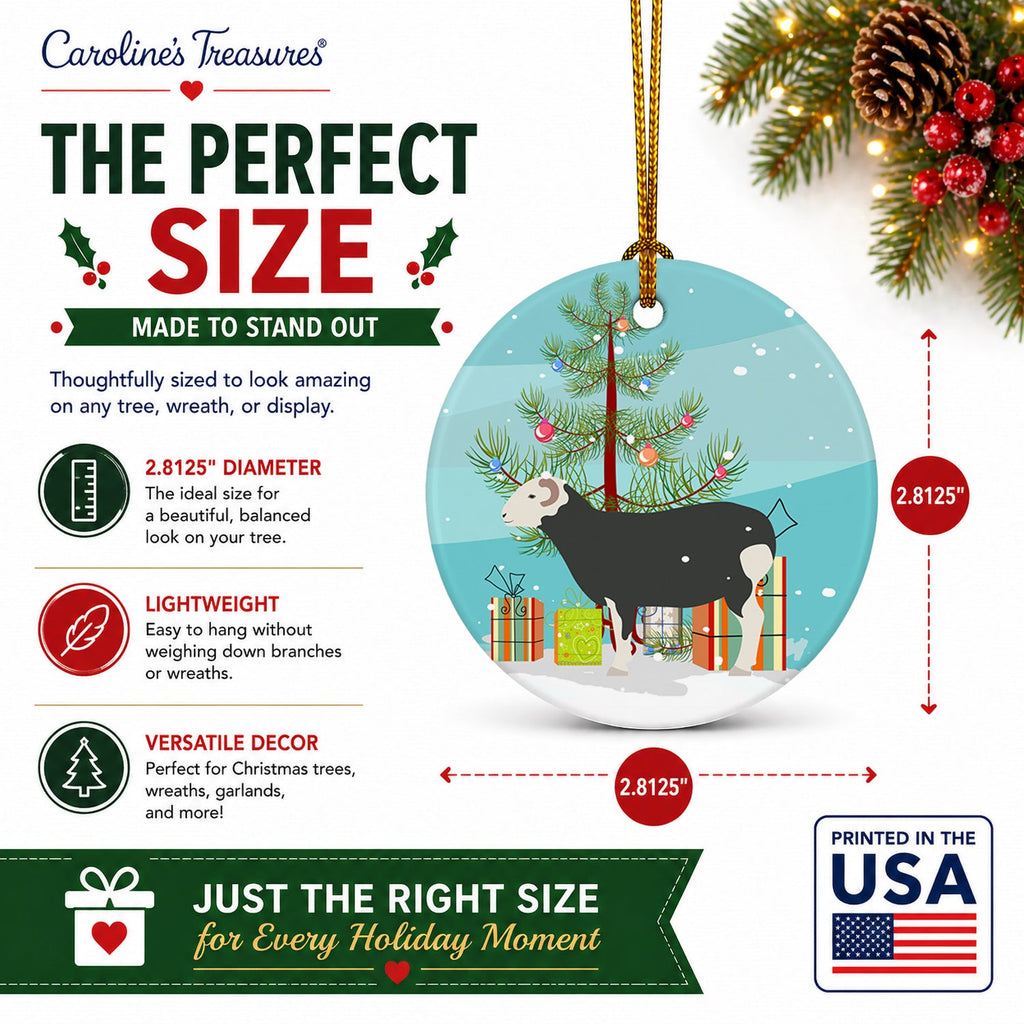 Herwick Sheep Christmas Ceramic Ornament Christmas Tree Hanging Decorations for Home Christmas Holiday, Party, Gift, 3 in, Multicolor
