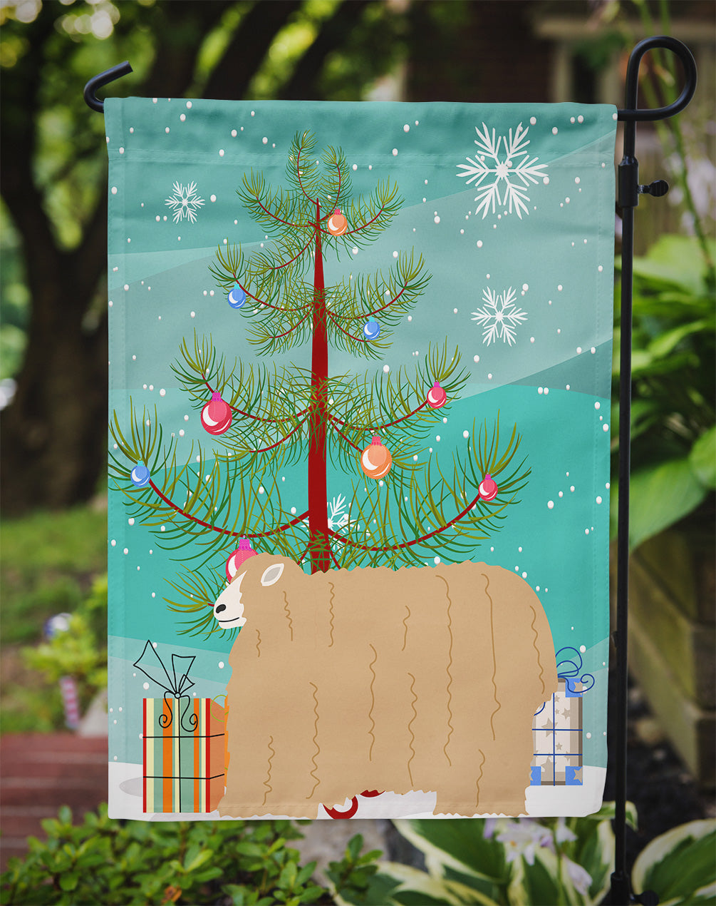 Lincoln Longwool Sheep Christmas Garden Flag Mailbox Decorative Yard Banner Outside Patio Artwork for Flower Beds, Garden Size, Multicolor