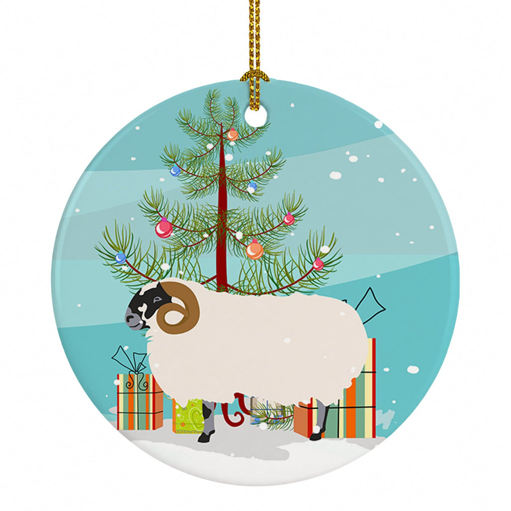 Scottish Blackface Sheep Christmas Ceramic Ornament Christmas Tree Hanging Decorations for Home Christmas Holiday, Party, Gift, 3 in, Multicolor