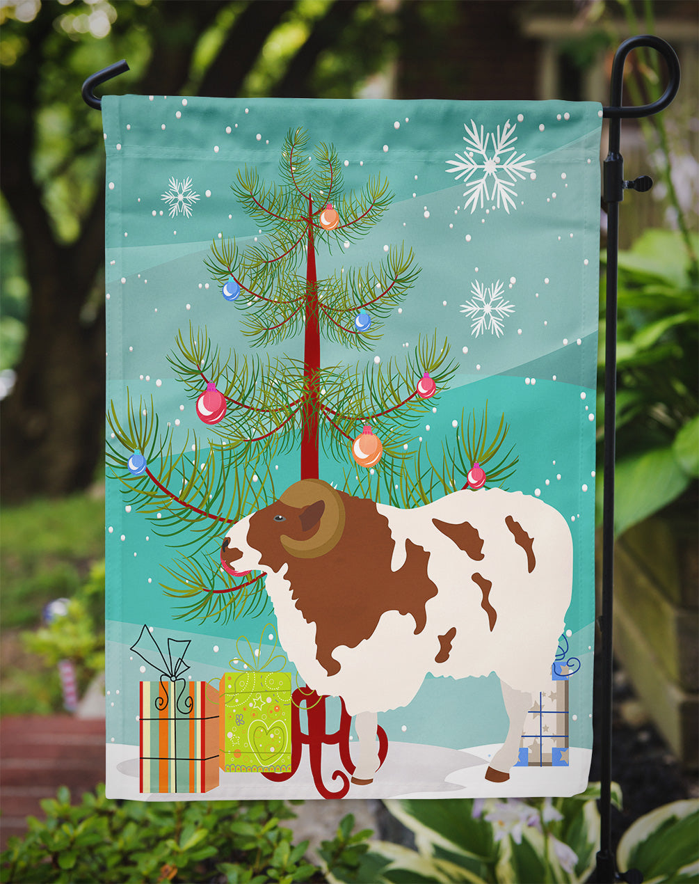 Jacob Sheep Christmas Garden Flag Mailbox Decorative Yard Banner Outside Patio Artwork for Flower Beds, Garden Size, Multicolor