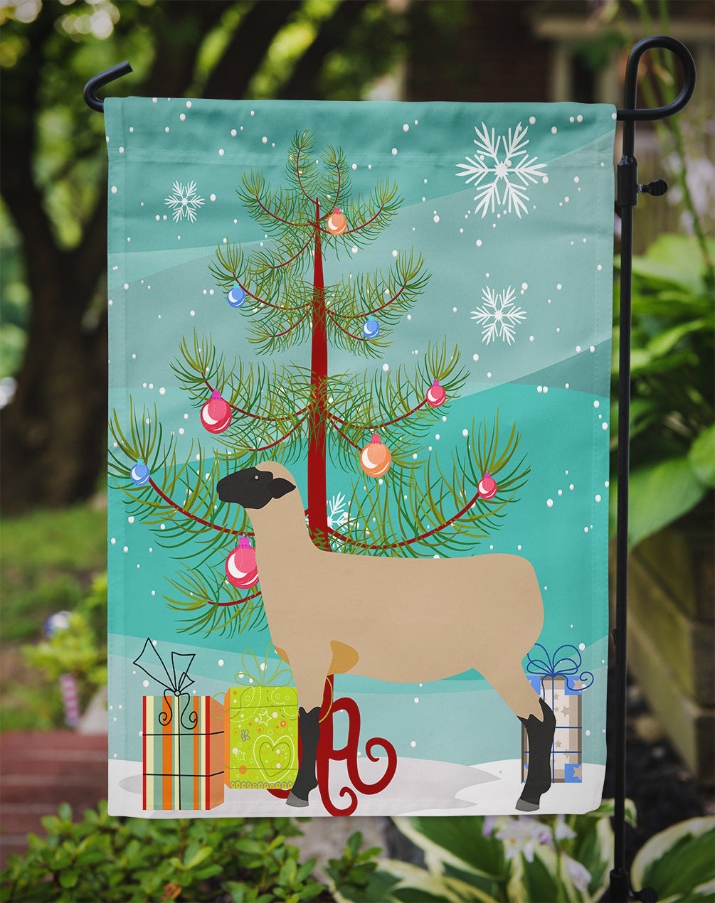 Hampshire Down Sheep Christmas Garden Flag Mailbox Decorative Yard Banner Outside Patio Artwork for Flower Beds, Garden Size, Multicolor