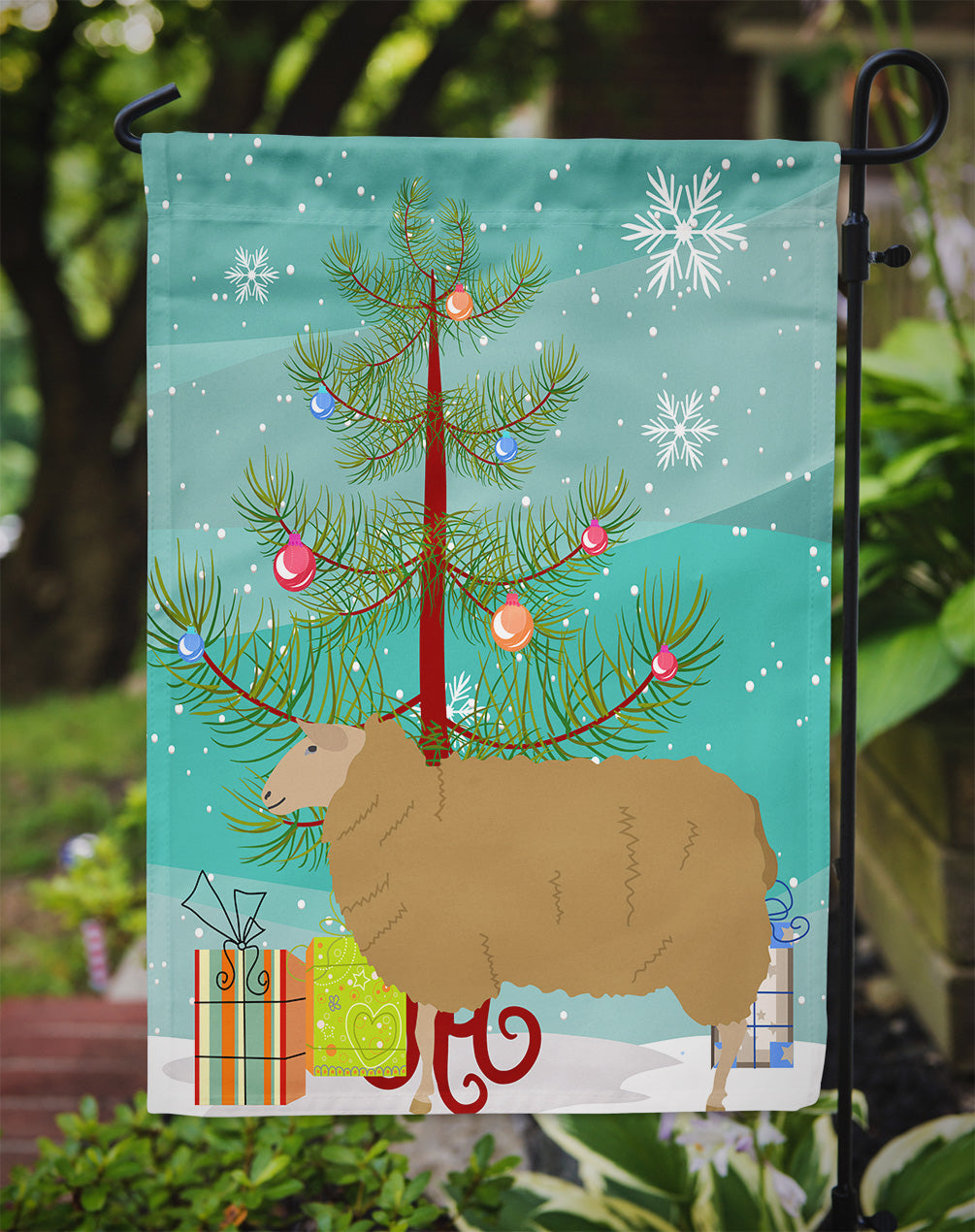 East Friesian Sheep Christmas Garden Flag Mailbox Decorative Yard Banner Outside Patio Artwork for Flower Beds, Garden Size, Multicolor