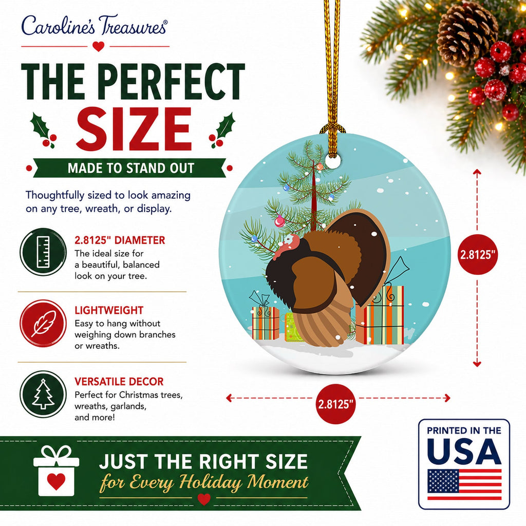 Bronze Turkey Christmas Ceramic Ornament Christmas Tree Hanging Decorations for Home Christmas Holiday, Party, Gift, 3 in, Multicolor