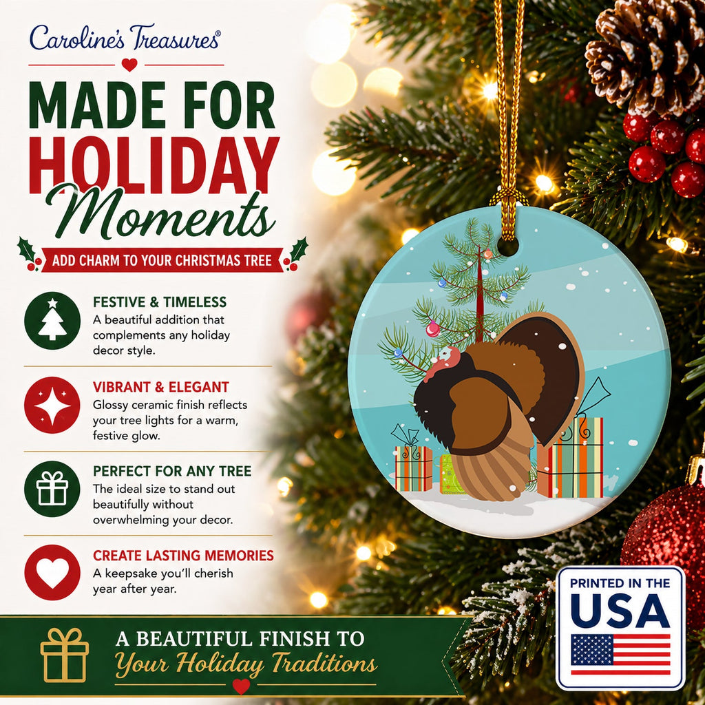 Bronze Turkey Christmas Ceramic Ornament Christmas Tree Hanging Decorations for Home Christmas Holiday, Party, Gift, 3 in, Multicolor