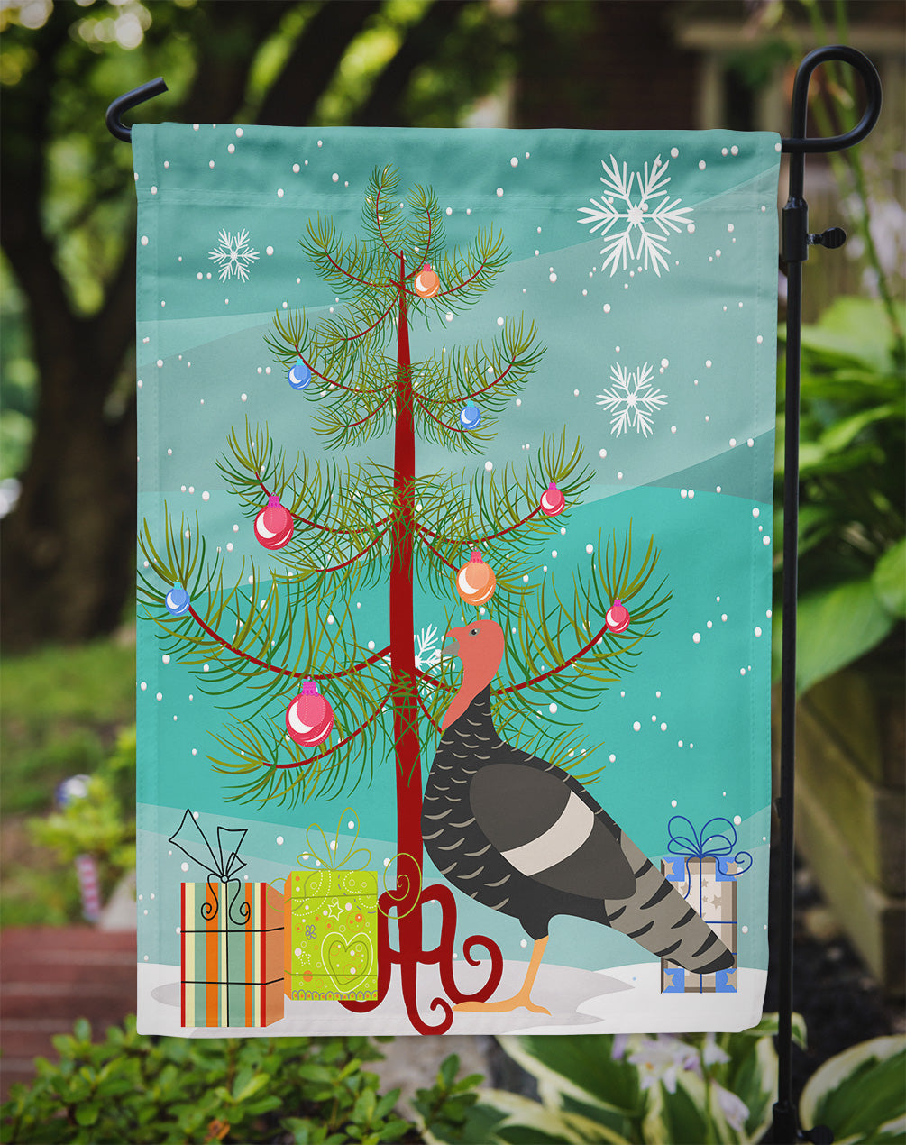 Marragansett Turkey Christmas Garden Flag Mailbox Decorative Yard Banner Outside Patio Artwork for Flower Beds, Garden Size, Multicolor
