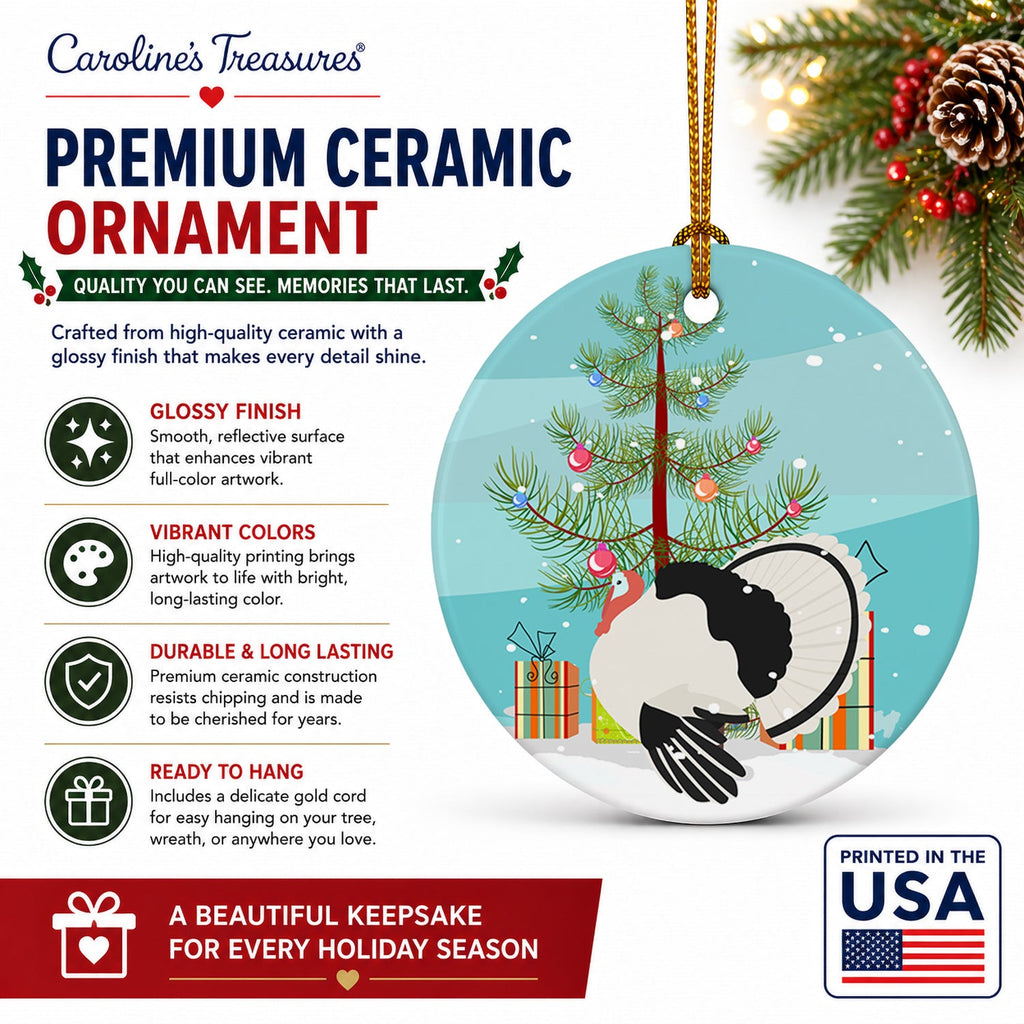 Royal Palm Turkey Christmas Ceramic Ornament Christmas Tree Hanging Decorations for Home Christmas Holiday, Party, Gift, 3 in, Multicolor