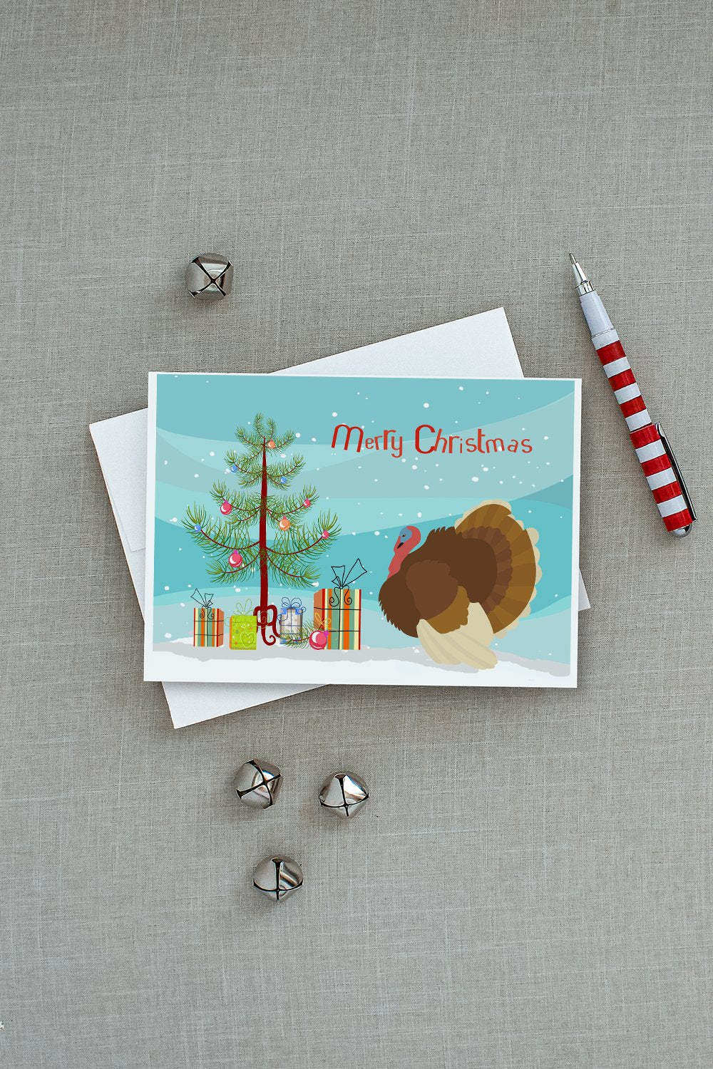 French Turkey Dindon Christmas Greeting Cards Pack of 8 Blank Cards with Envelopes Whimsical A7 Size 5x7