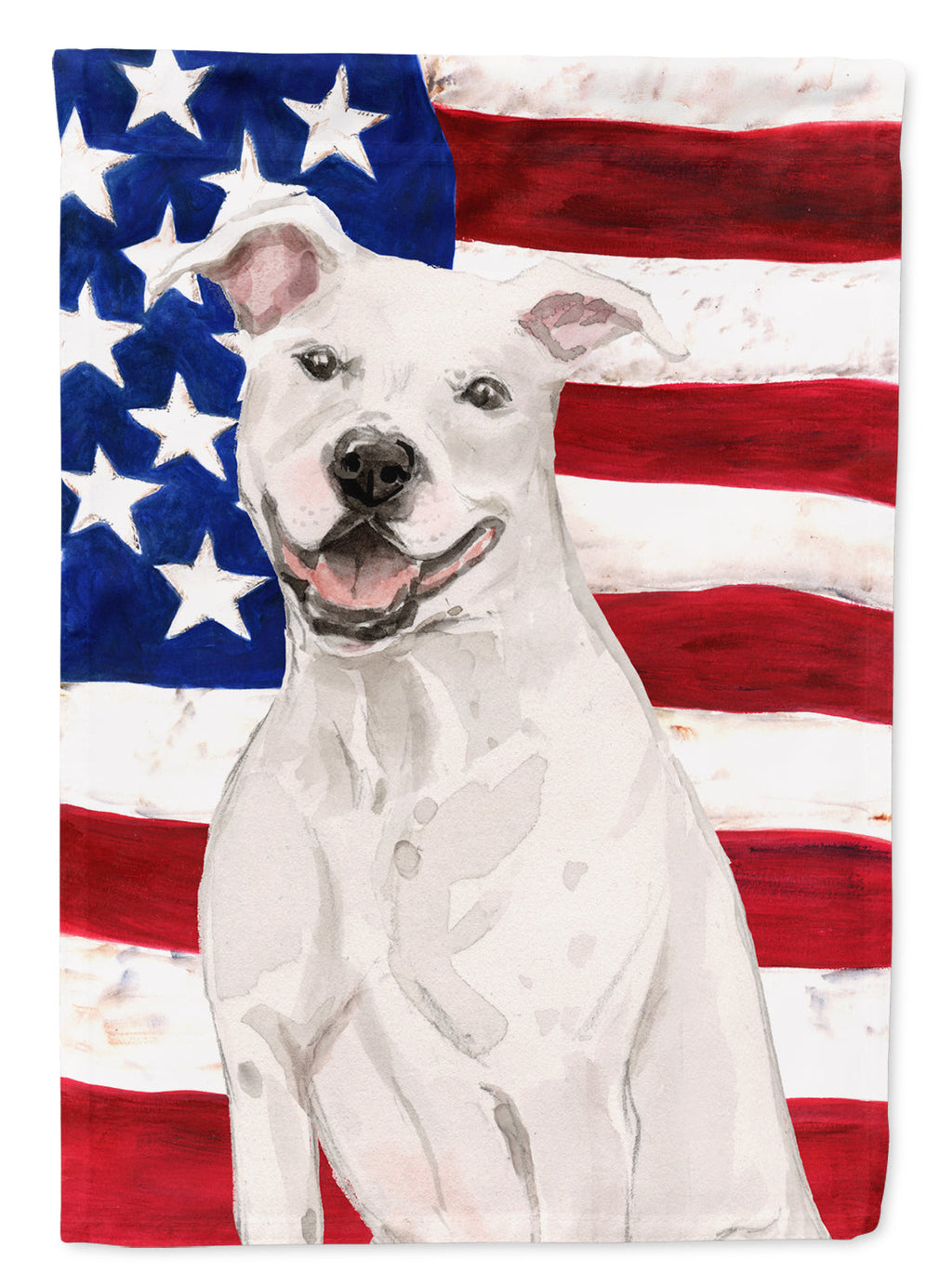 White Staffie Bull Terrier Patriotic Garden Flag Mailbox Decorative Yard Banner Outside Patio Artwork for Flower Beds, Garden Size, Multicolor