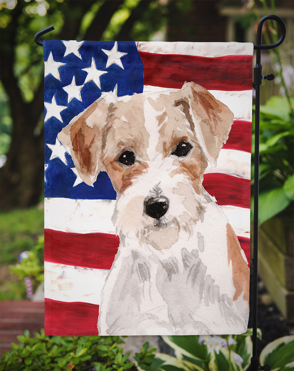 Wire Hair Jack Russell Patriotic Garden Flag Mailbox Decorative Yard Banner Outside Patio Artwork for Flower Beds, Garden Size, Multicolor