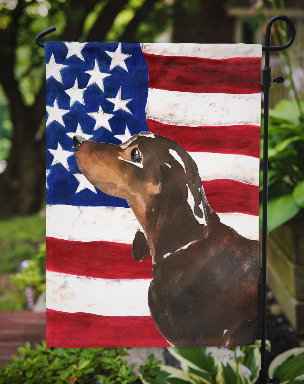 Black and Tan Dachshund Patriotic Garden Flag Mailbox Decorative Yard Banner Outside Patio Artwork for Flower Beds, Garden Size, Multicolor