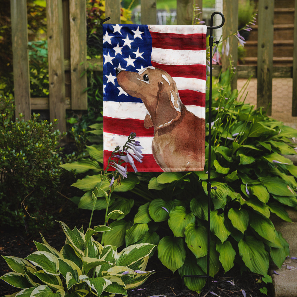 Red Tan Dachshund Patriotic Garden Flag Mailbox Decorative Yard Banner Outside Patio Artwork for Flower Beds, Garden Size, Multicolor