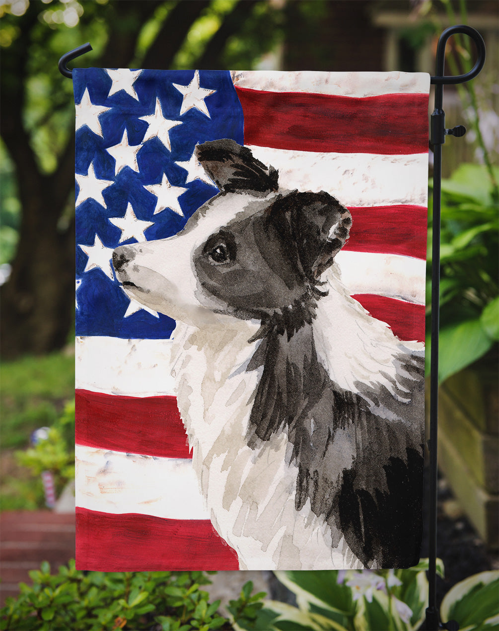 Border Collie Patriotic Garden Flag Mailbox Decorative Yard Banner Outside Patio Artwork for Flower Beds, Garden Size, Multicolor
