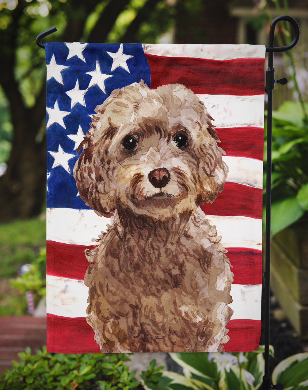 Brown Cockapoo Patriotic Garden Flag Mailbox Decorative Yard Banner Outside Patio Artwork for Flower Beds, Garden Size, Multicolor