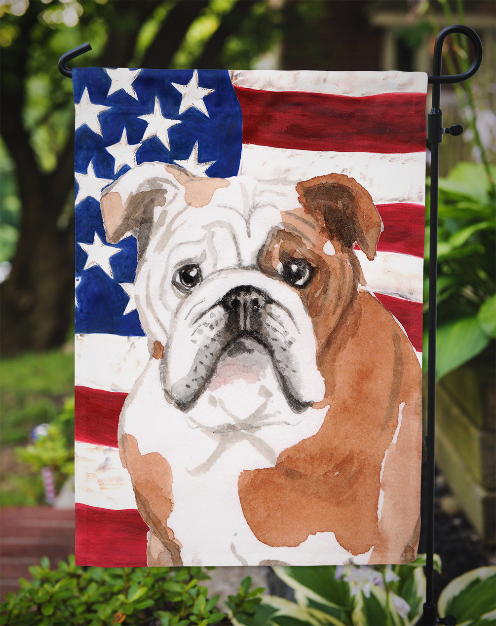English Bulldog Patriotic Garden Flag Mailbox Decorative Yard Banner Outside Patio Artwork for Flower Beds, Garden Size, Multicolor