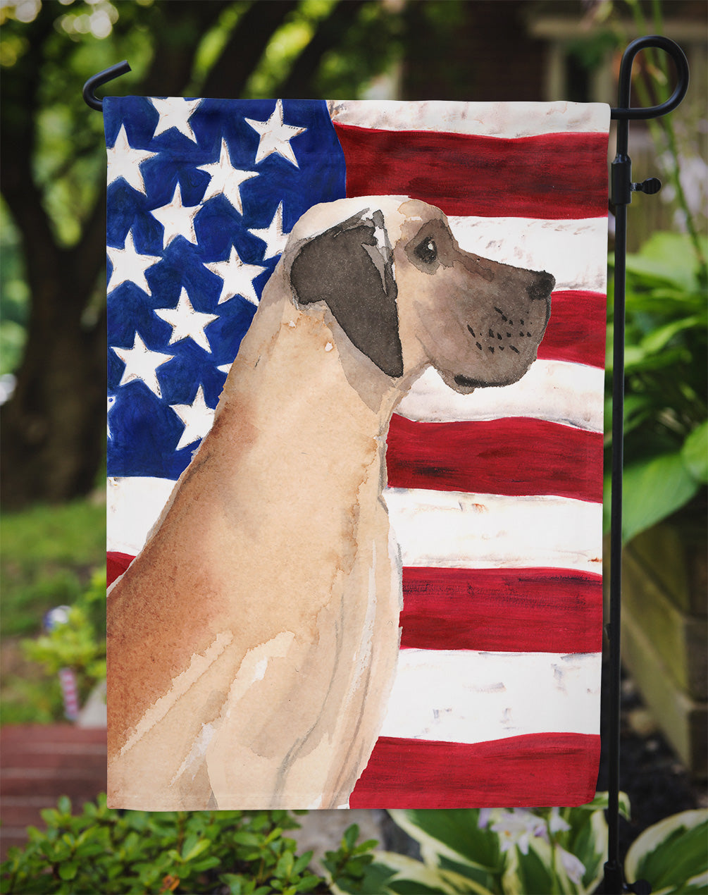 Fawn Natural Great Dane Patriotic Garden Flag Mailbox Decorative Yard Banner Outside Patio Artwork for Flower Beds, Garden Size, Multicolor