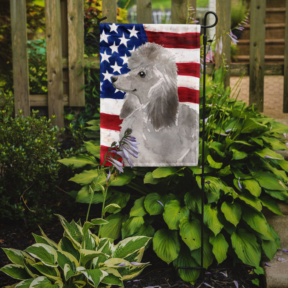 Grey Standard Poodle Patriotic Garden Flag Mailbox Decorative Yard Banner Outside Patio Artwork for Flower Beds, Garden Size, Multicolor
