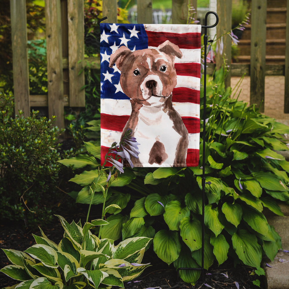 Red Staffie Bull Terrier Patriotic Garden Flag Mailbox Decorative Yard Banner Outside Patio Artwork for Flower Beds, Garden Size, Multicolor
