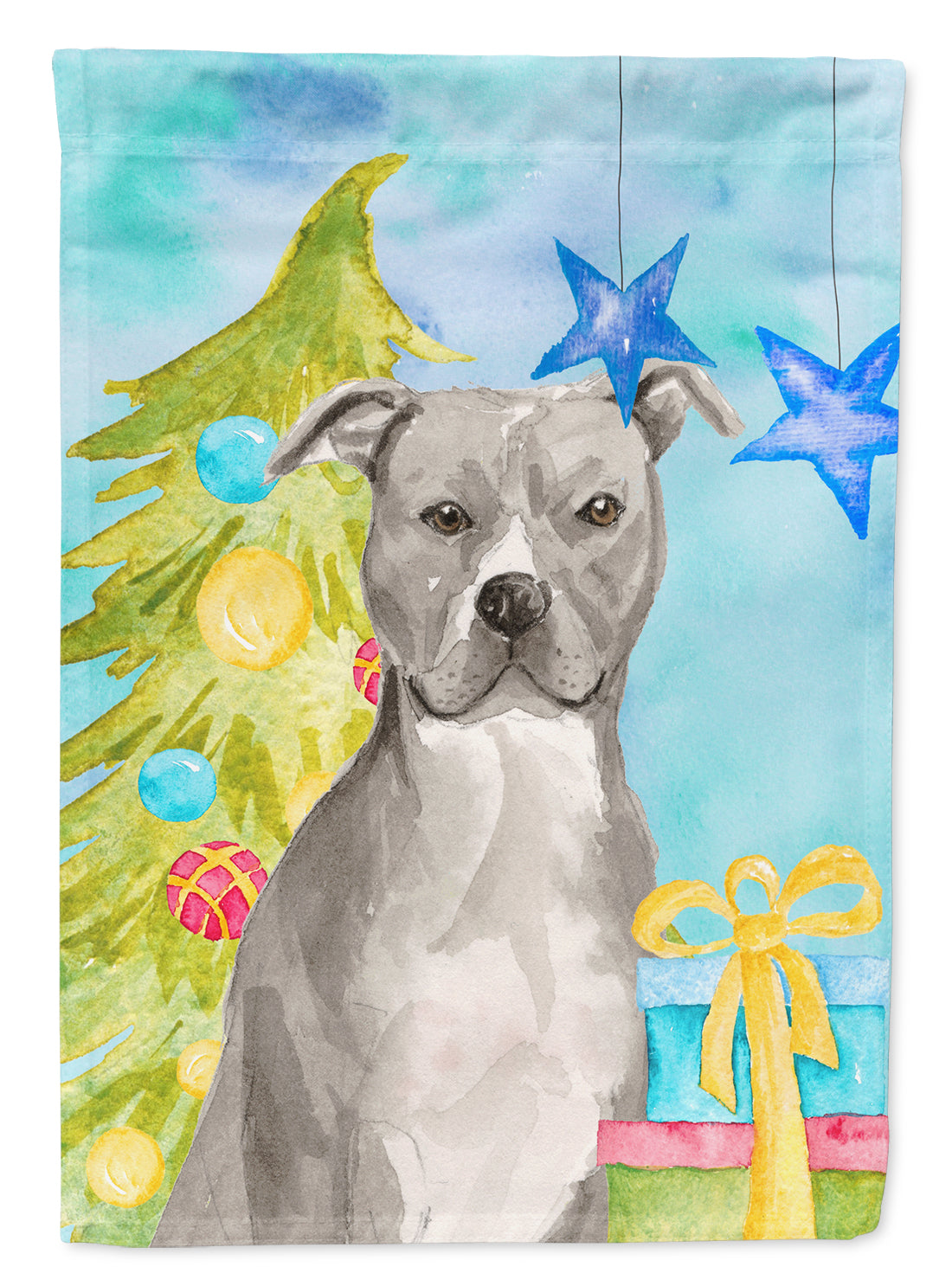 Staffordshire Bull Terrier Christmas Garden Flag Mailbox Decorative Yard Banner Outside Patio Artwork for Flower Beds, Garden Size, Multicolor