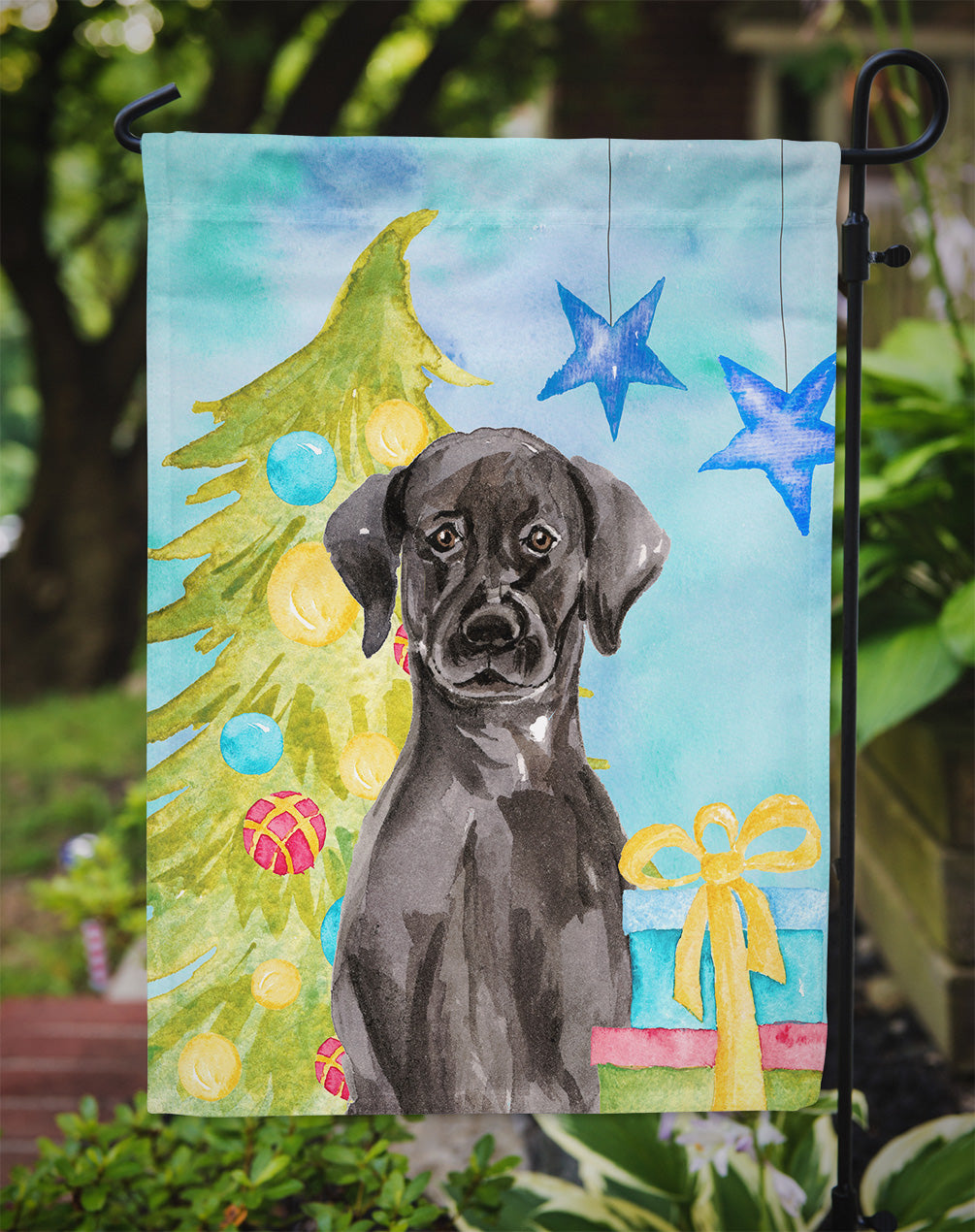 Black Labrador Christmas Garden Flag Mailbox Decorative Yard Banner Outside Patio Artwork for Flower Beds, Garden Size, Multicolor