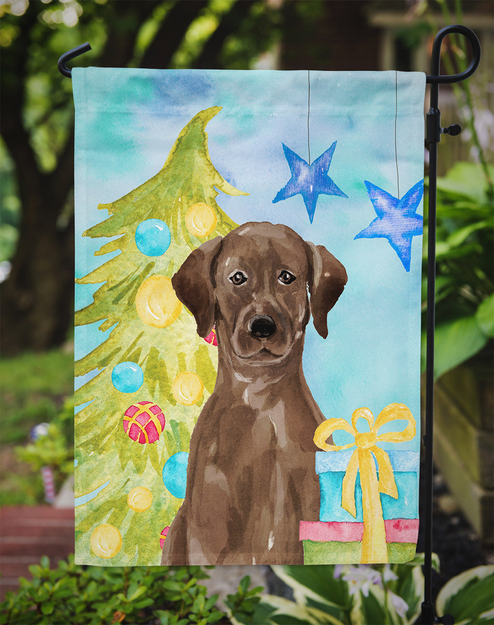 Chocolate Labrador Christmas Garden Flag Mailbox Decorative Yard Banner Outside Patio Artwork for Flower Beds, Garden Size, Multicolor