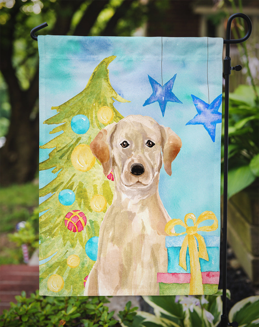 Yellow Labrador Christmas Garden Flag Mailbox Decorative Yard Banner Outside Patio Artwork for Flower Beds, Garden Size, Multicolor