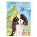 Tricolor Cavalier Spaniel Christmas House Flag 28x40 Porch Sleeve Pole Decorative Outside Yard Banner Artwork Wall Hanging, Polyester