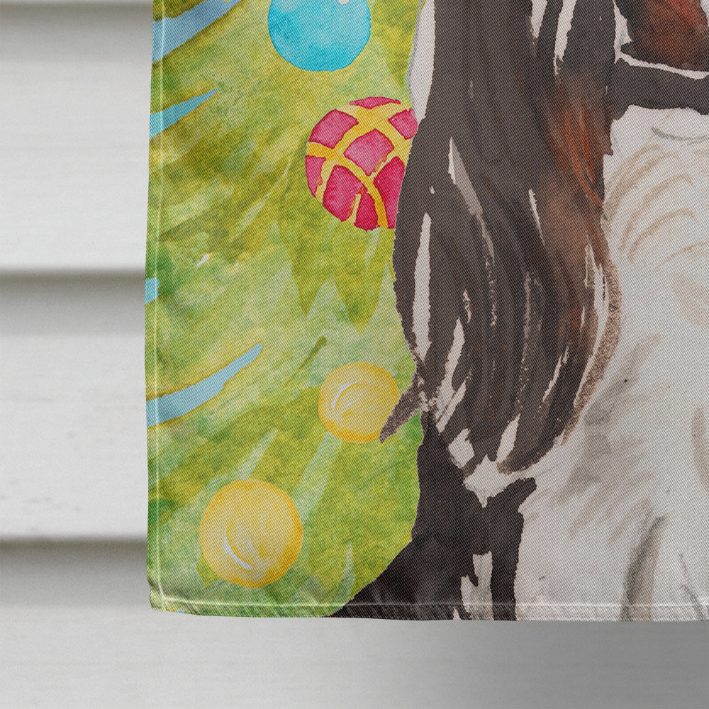 Tricolor Cavalier Spaniel Christmas House Flag 28x40 Porch Sleeve Pole Decorative Outside Yard Banner Artwork Wall Hanging, Polyester