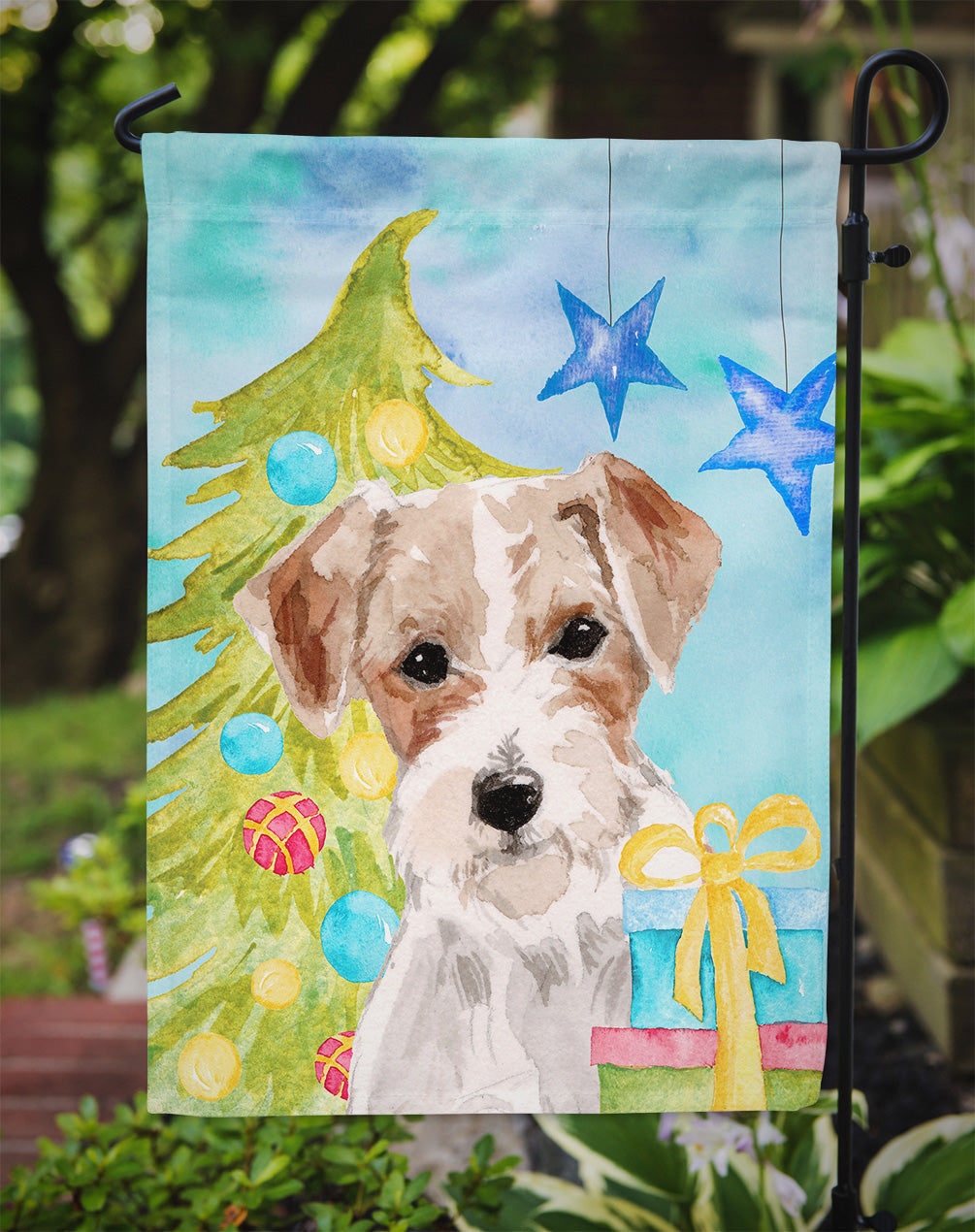 Wire Hair Jack Russell Christmas Garden Flag Mailbox Decorative Yard Banner Outside Patio Artwork for Flower Beds, Garden Size, Multicolor