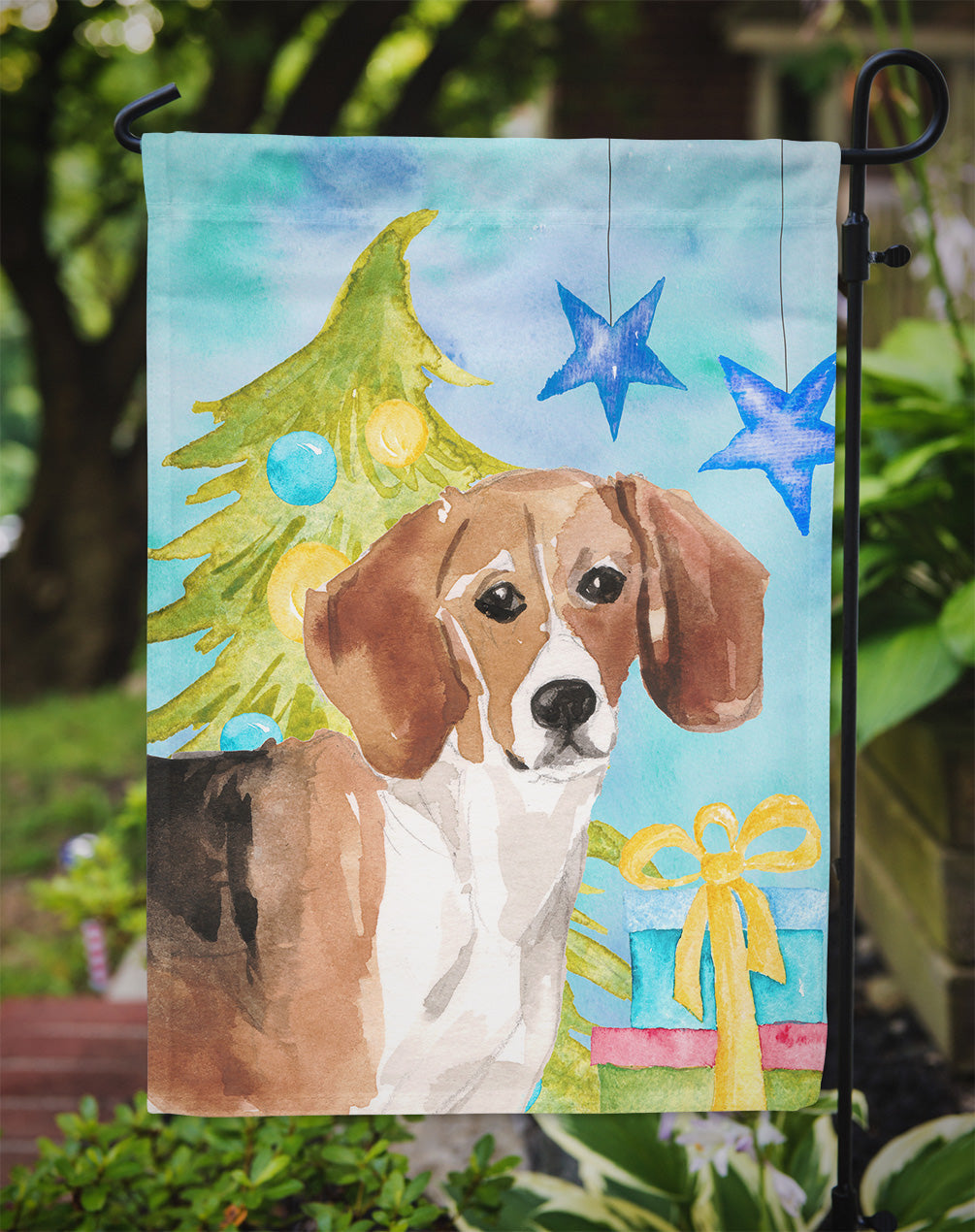 Beagle Christmas Garden Flag Mailbox Decorative Yard Banner Outside Patio Artwork for Flower Beds, Garden Size, Multicolor
