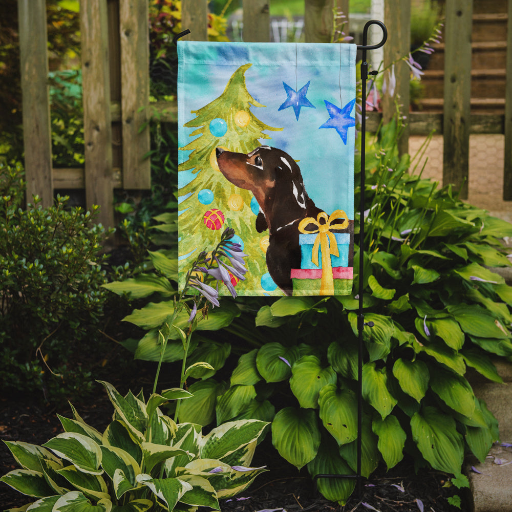 Black and Tan Dachshund Christmas Garden Flag Mailbox Decorative Yard Banner Outside Patio Artwork for Flower Beds, Garden Size, Multicolor