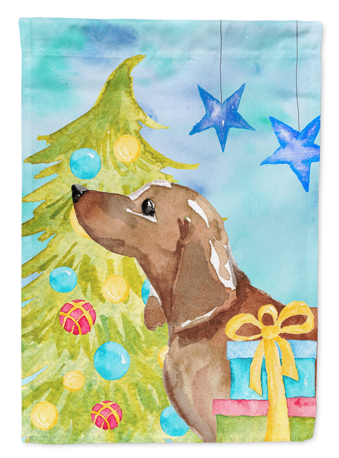 Red Tan Dachshund Christmas Garden Flag Mailbox Decorative Yard Banner Outside Patio Artwork for Flower Beds, Garden Size, Multicolor