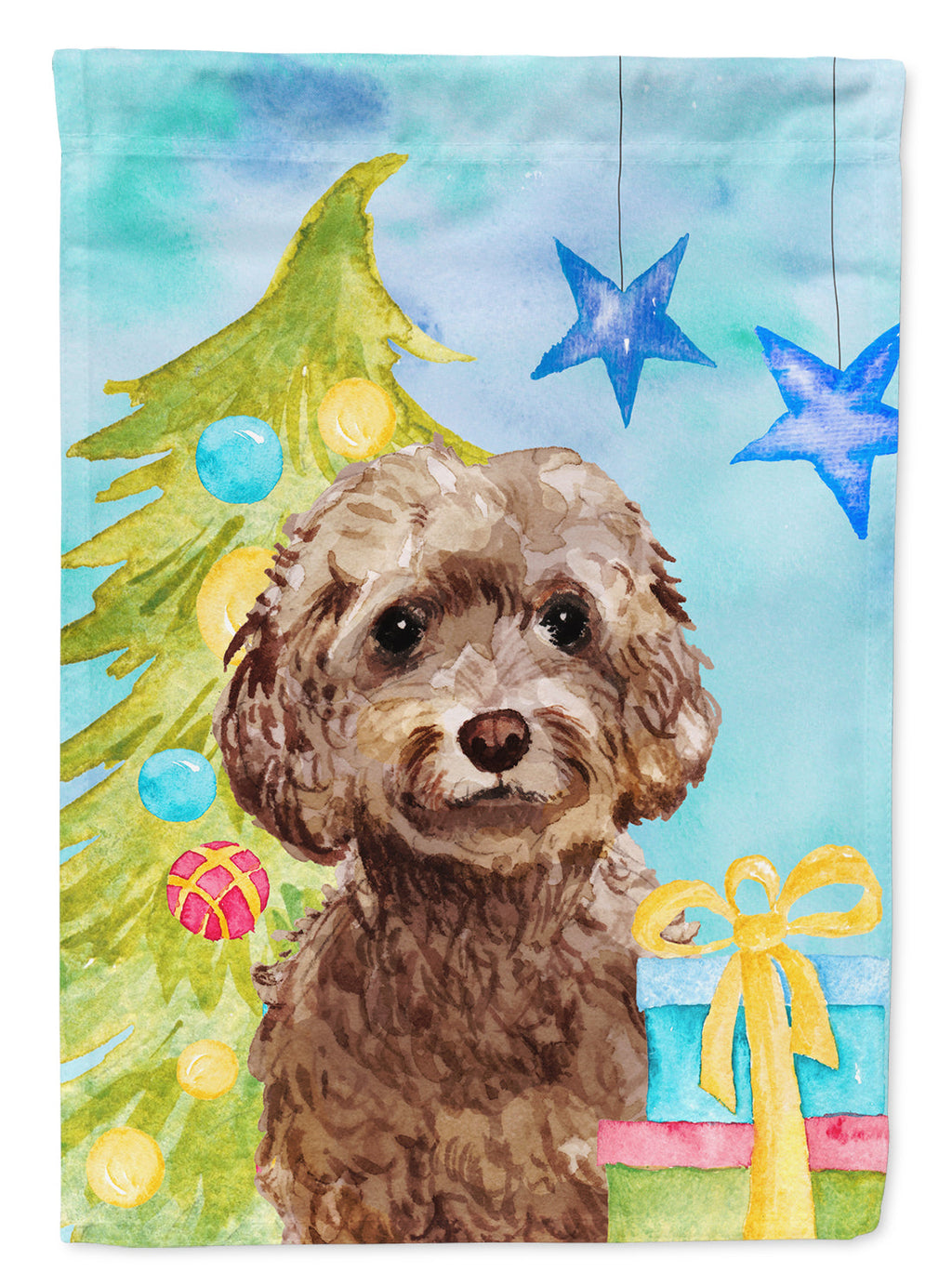 Brown Cockapoo Christmas Garden Flag Mailbox Decorative Yard Banner Outside Patio Artwork for Flower Beds, Garden Size, Multicolor