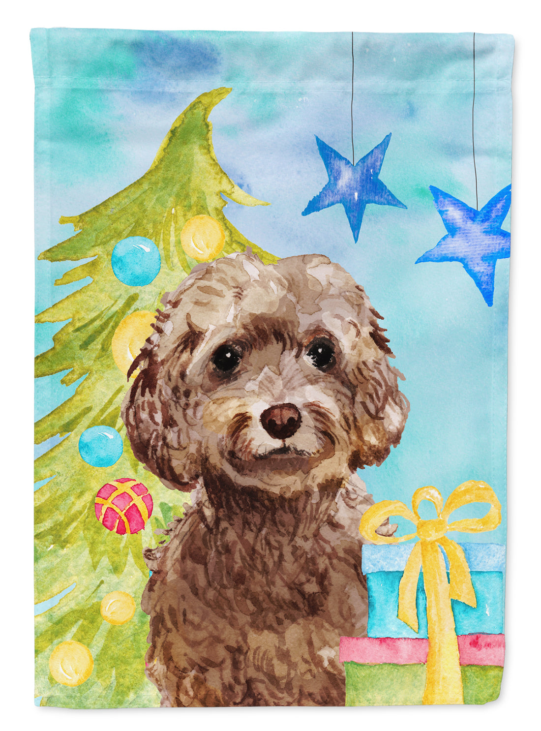 Brown Cockapoo Christmas Garden Flag Mailbox Decorative Yard Banner Outside Patio Artwork for Flower Beds, Garden Size, Multicolor