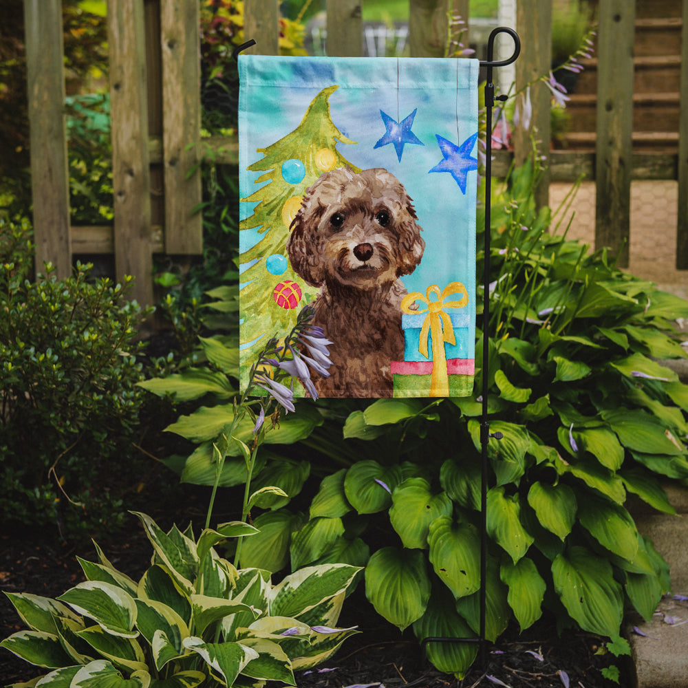 Brown Cockapoo Christmas Garden Flag Mailbox Decorative Yard Banner Outside Patio Artwork for Flower Beds, Garden Size, Multicolor