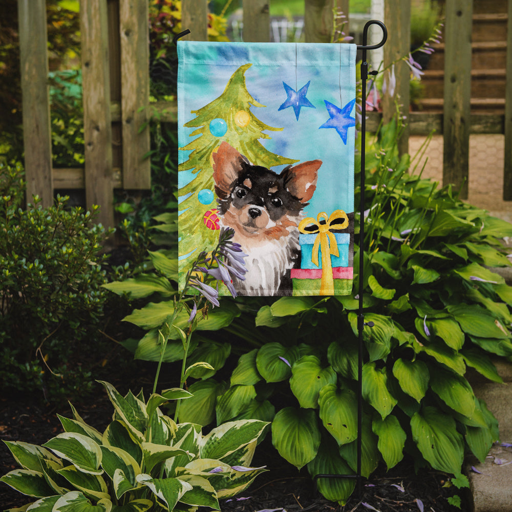 Long Haired Chihuahua Christmas Garden Flag Mailbox Decorative Yard Banner Outside Patio Artwork for Flower Beds, Garden Size, Multicolor