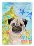 Fawn Pug Christmas Garden Flag Mailbox Decorative Yard Banner Outside Patio Artwork for Flower Beds, Garden Size, Multicolor
