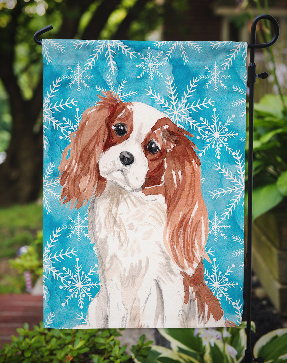 Blenheim Cavalier Spaniel Winter Garden Flag Mailbox Decorative Yard Banner Outside Patio Artwork for Flower Beds, Garden Size, Multicolor