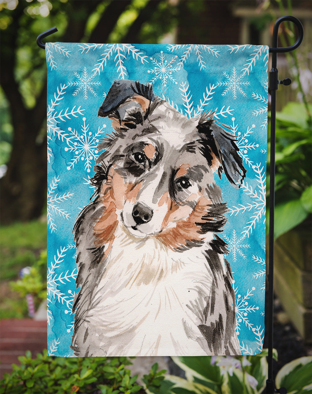 Australian Shepherd Winter Garden Flag Mailbox Decorative Yard Banner Outside Patio Artwork for Flower Beds, Garden Size, Multicolor