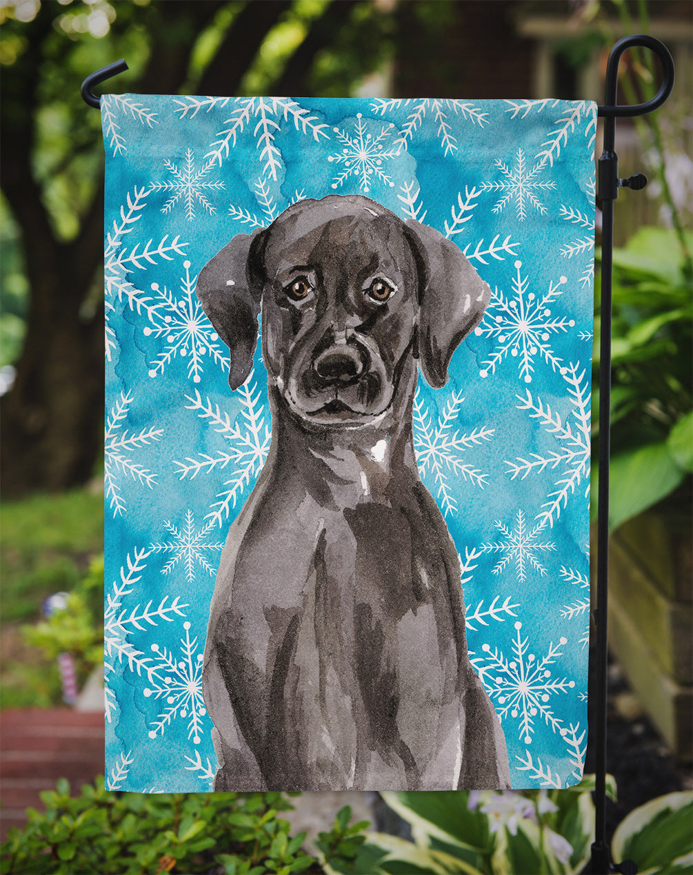 Black Labrador Winter Garden Flag Mailbox Decorative Yard Banner Outside Patio Artwork for Flower Beds, Garden Size, Multicolor