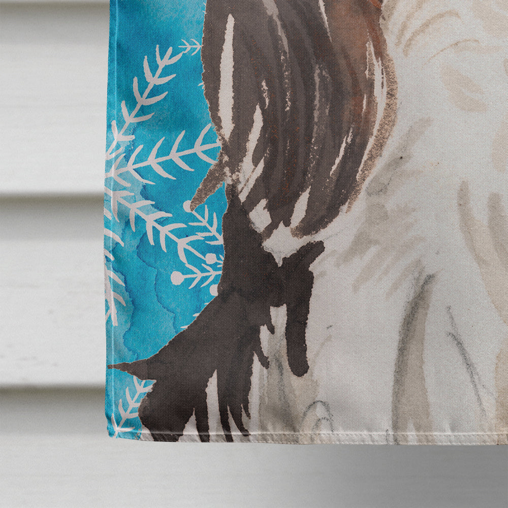 Tricolor Cavalier Spaniel Winter House Flag 28x40 Porch Sleeve Pole Decorative Outside Yard Banner Artwork Wall Hanging, Polyester