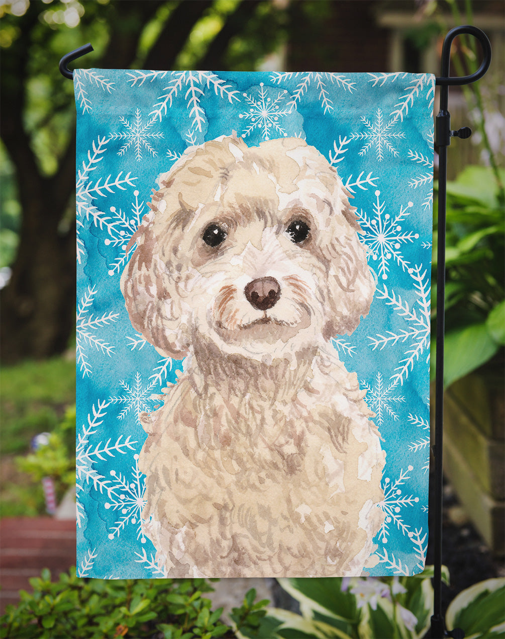 Champagne Cockapoo Winter Garden Flag Mailbox Decorative Yard Banner Outside Patio Artwork for Flower Beds, Garden Size, Multicolor