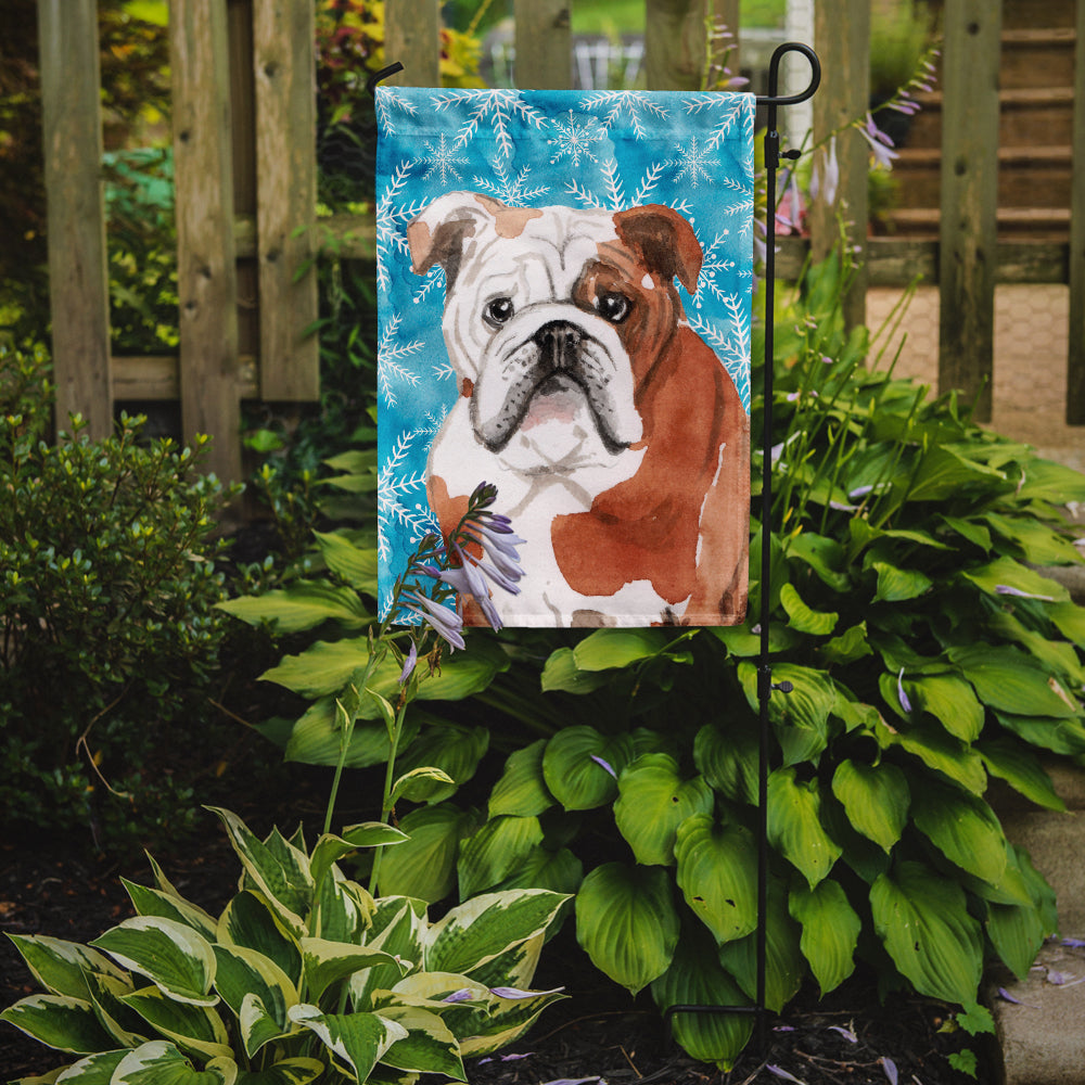 English Bulldog Winter Garden Flag Mailbox Decorative Yard Banner Outside Patio Artwork for Flower Beds, Garden Size, Multicolor