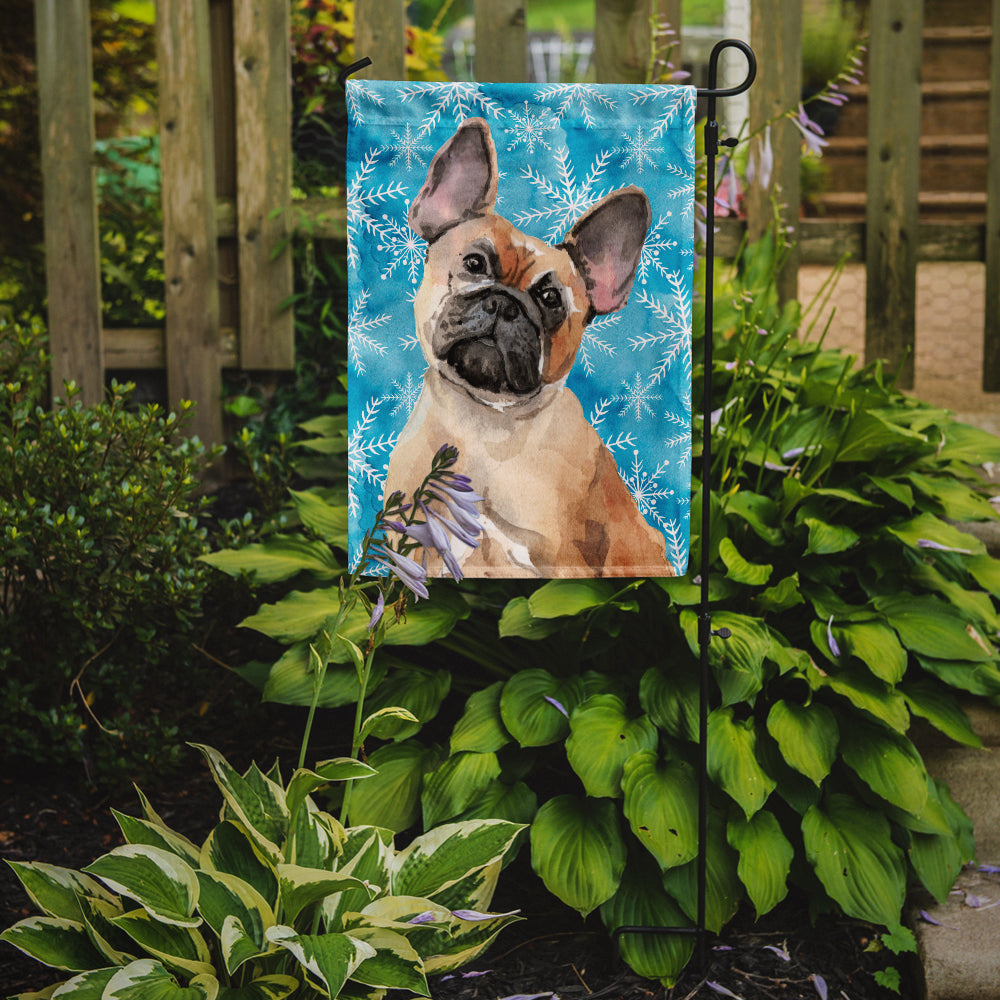 Fawn French Bulldog Winter Garden Flag Mailbox Decorative Yard Banner Outside Patio Artwork for Flower Beds, Garden Size, Multicolor