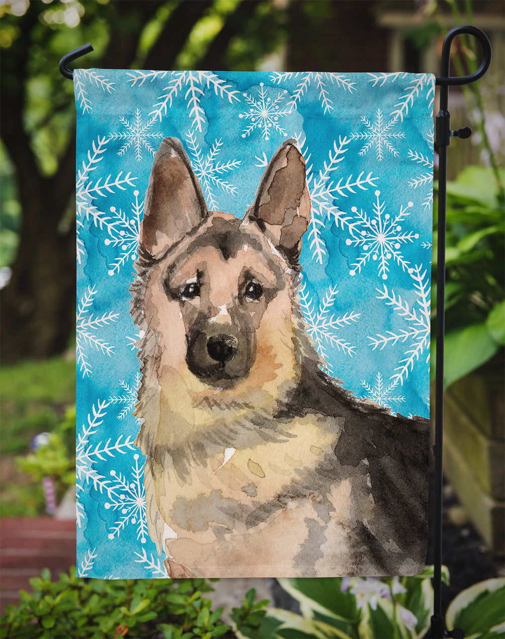 German Shepherd Winter Garden Flag Mailbox Decorative Yard Banner Outside Patio Artwork for Flower Beds, Garden Size, Multicolor