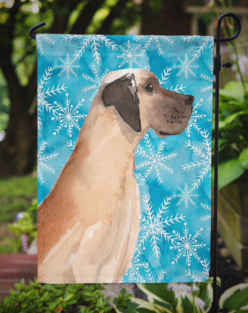 Fawn Natural Great Dane Winter Garden Flag Mailbox Decorative Yard Banner Outside Patio Artwork for Flower Beds, Garden Size, Multicolor