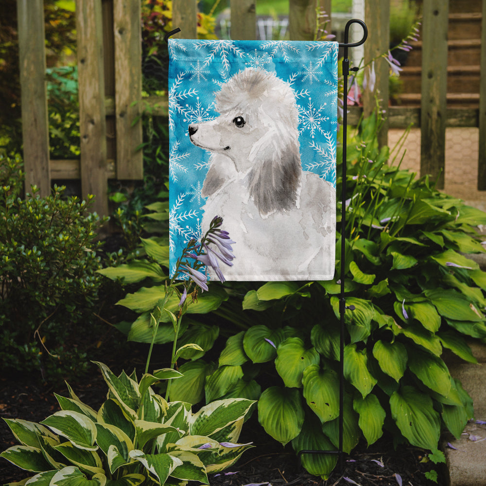 White Standard Poodle Winter Garden Flag Mailbox Decorative Yard Banner Outside Patio Artwork for Flower Beds, Garden Size, Multicolor