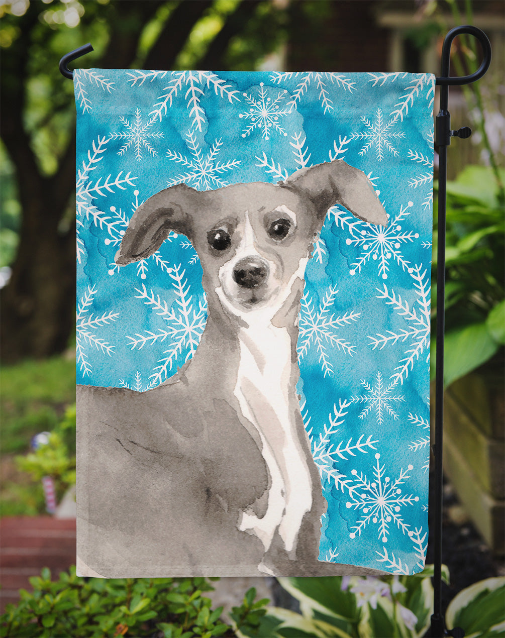 Italian Greyhound Winter Garden Flag Mailbox Decorative Yard Banner Outside Patio Artwork for Flower Beds, Garden Size, Multicolor